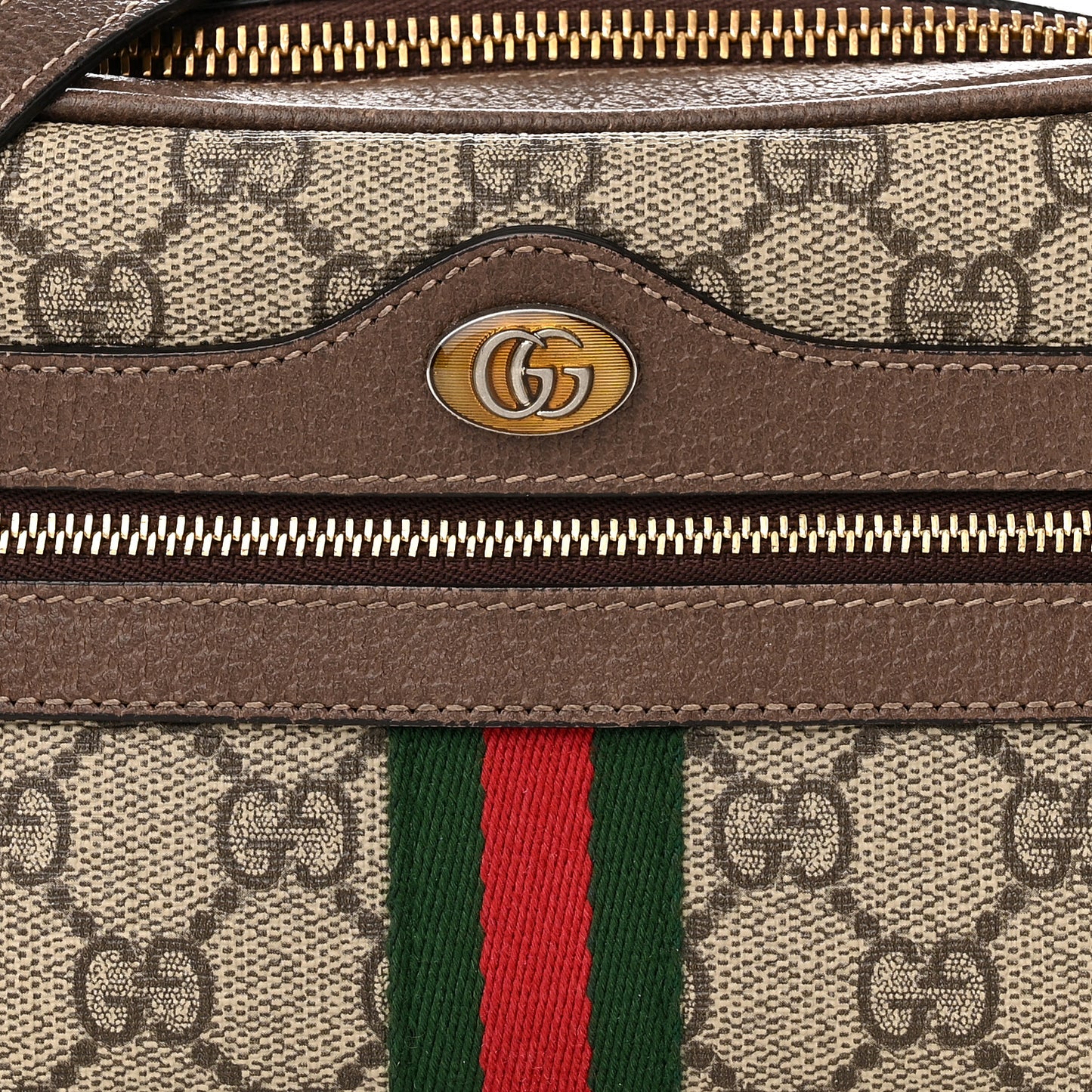 GG Supreme Monogram Web Mini Ophidia Shoulder Bag Brown