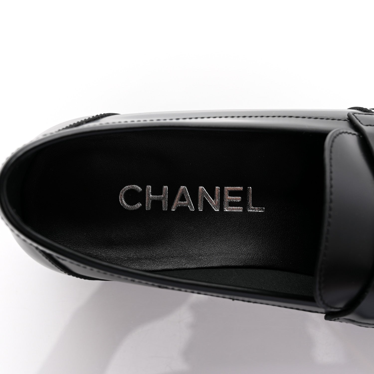Chanel Calfskin Metal CC Loafers 38.5 Black 6 of 10