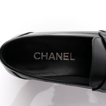 Chanel Calfskin Metal CC Loafers 38.5 Black 6 of 10