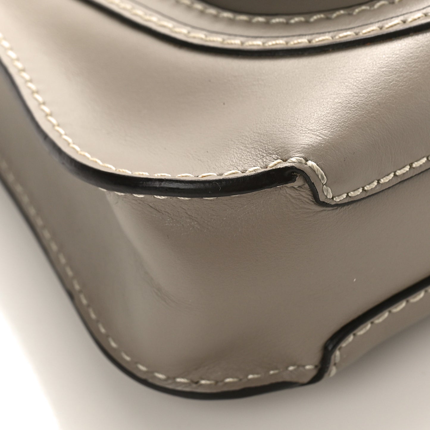 Shiny Calfskin Small Marcie Saddle Shoulder Bag Motty Grey