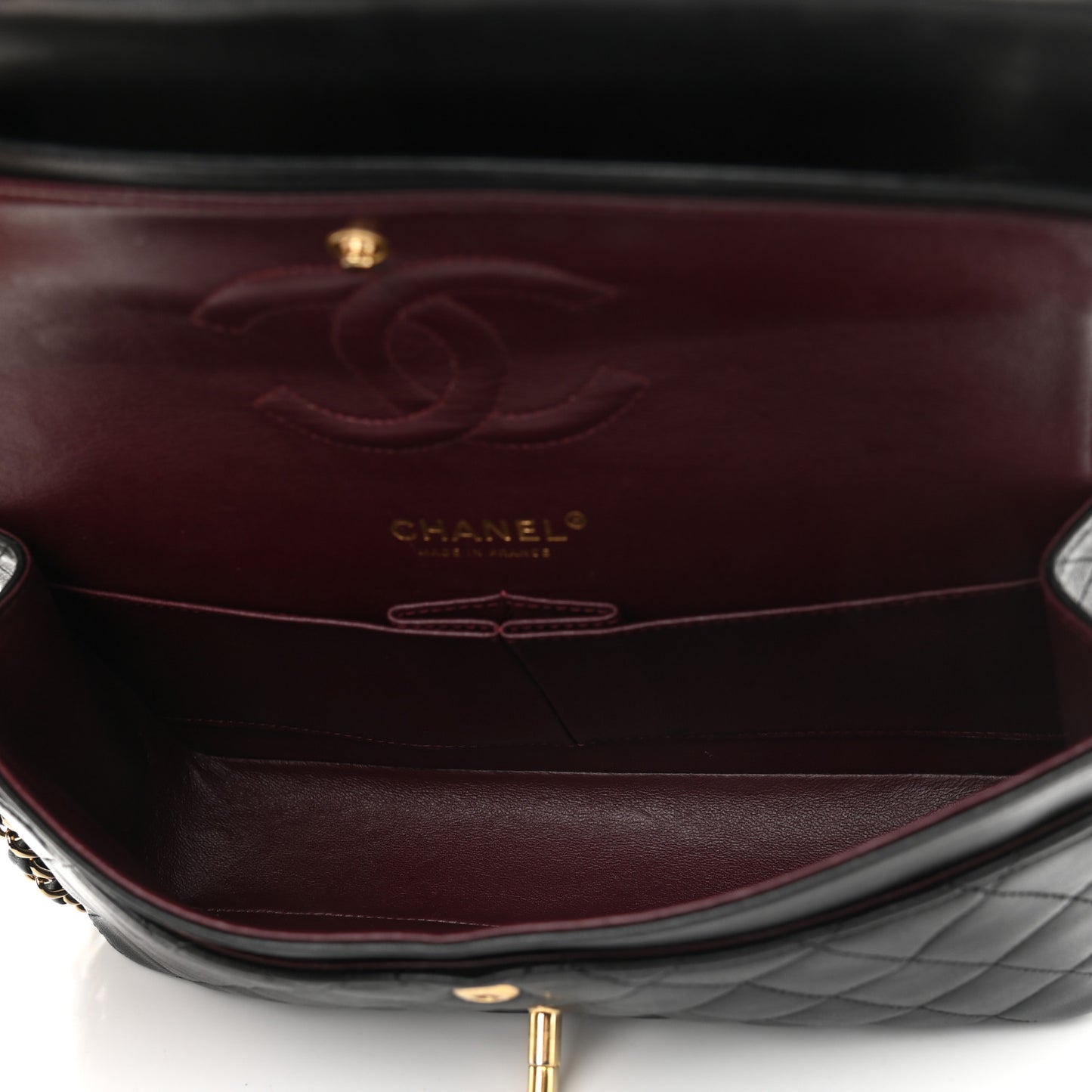 Lambskin Quilted Medium Double Flap Black