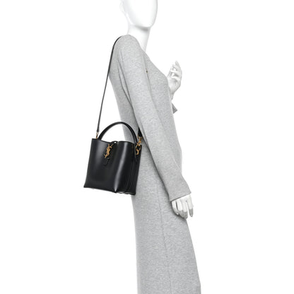 Saint Laurent Smooth Shiny Calfskin Monogram Le 37 Small Bucket Bag Black 2 of 9