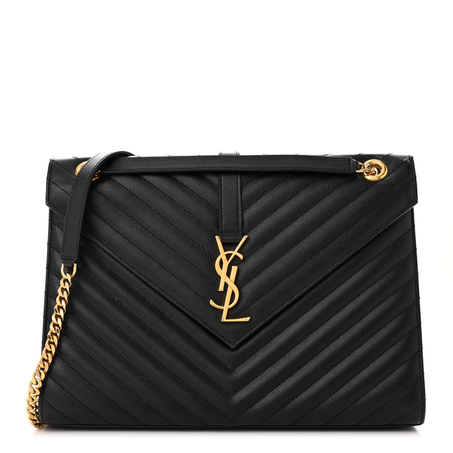 Grain De Poudre Matelasse Chevron Large Monogram Satchel Black