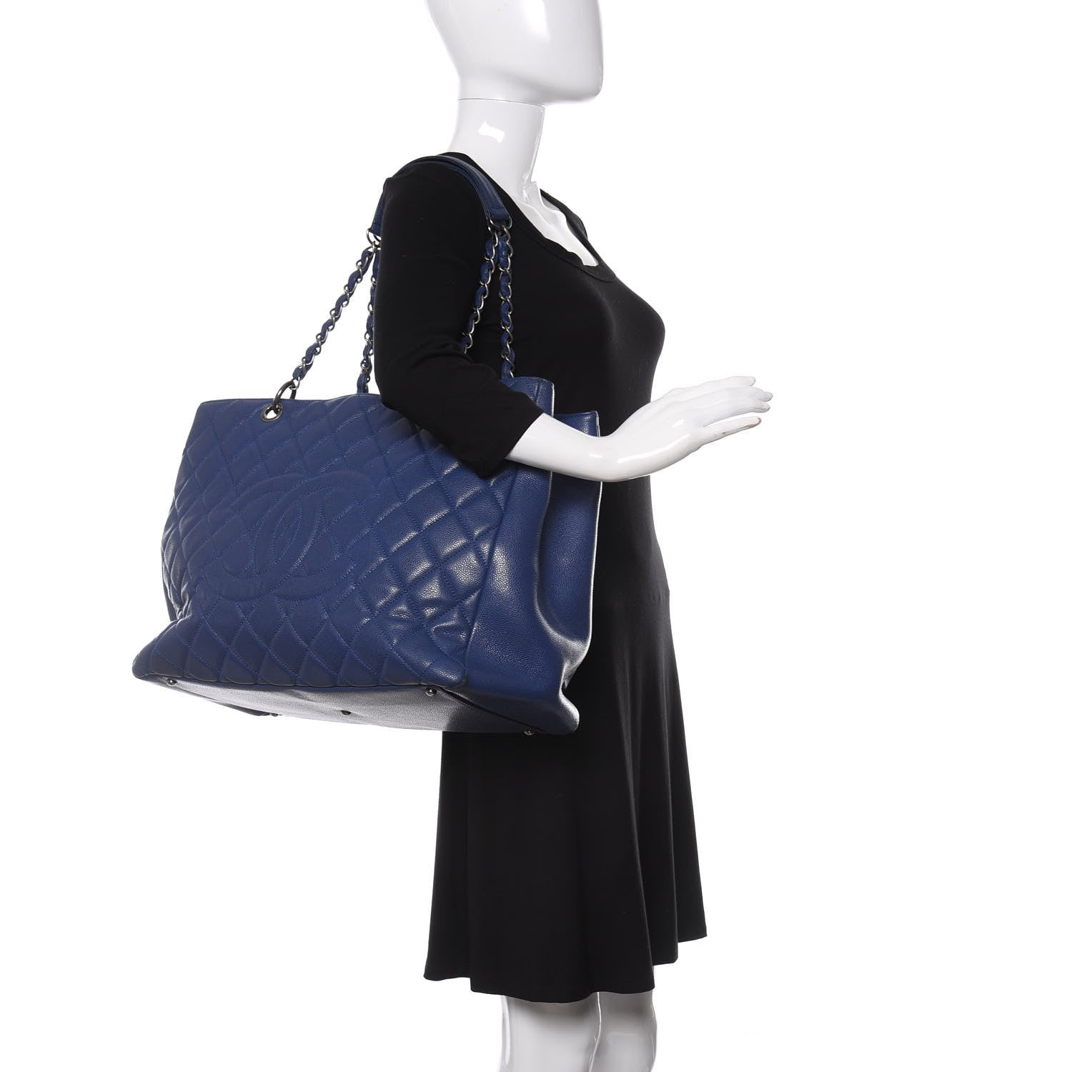 Chanel Caviar Quilted XXL Grand Shopping Tote GST Navy Blue 2 of 11