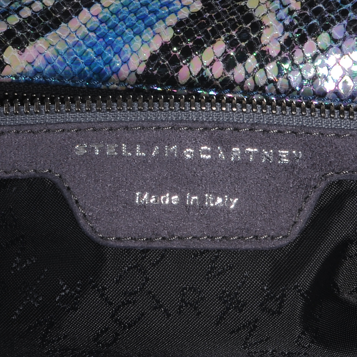 Faux Python Large Oleographic Falabella Tote Blue