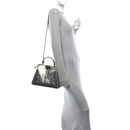 Fendi Rock Millenium Laminata Small Peekaboo I SEE U Satchel Argento 2 of 12