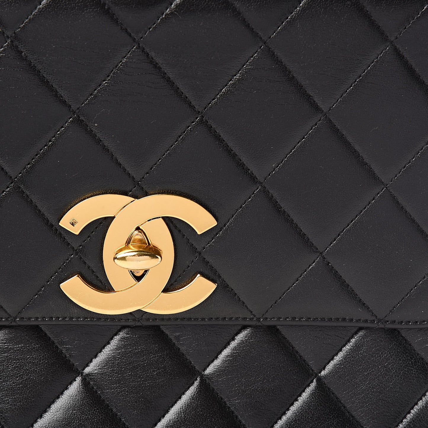 Lambskin Quilted Medium Single Flap Black