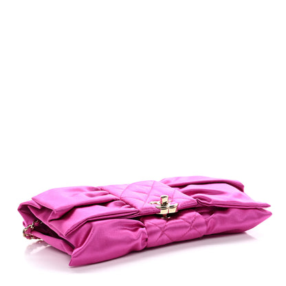 Chanel Satin Tie My Bow Flap Clutch With Chain Dark Pink 4 of 11