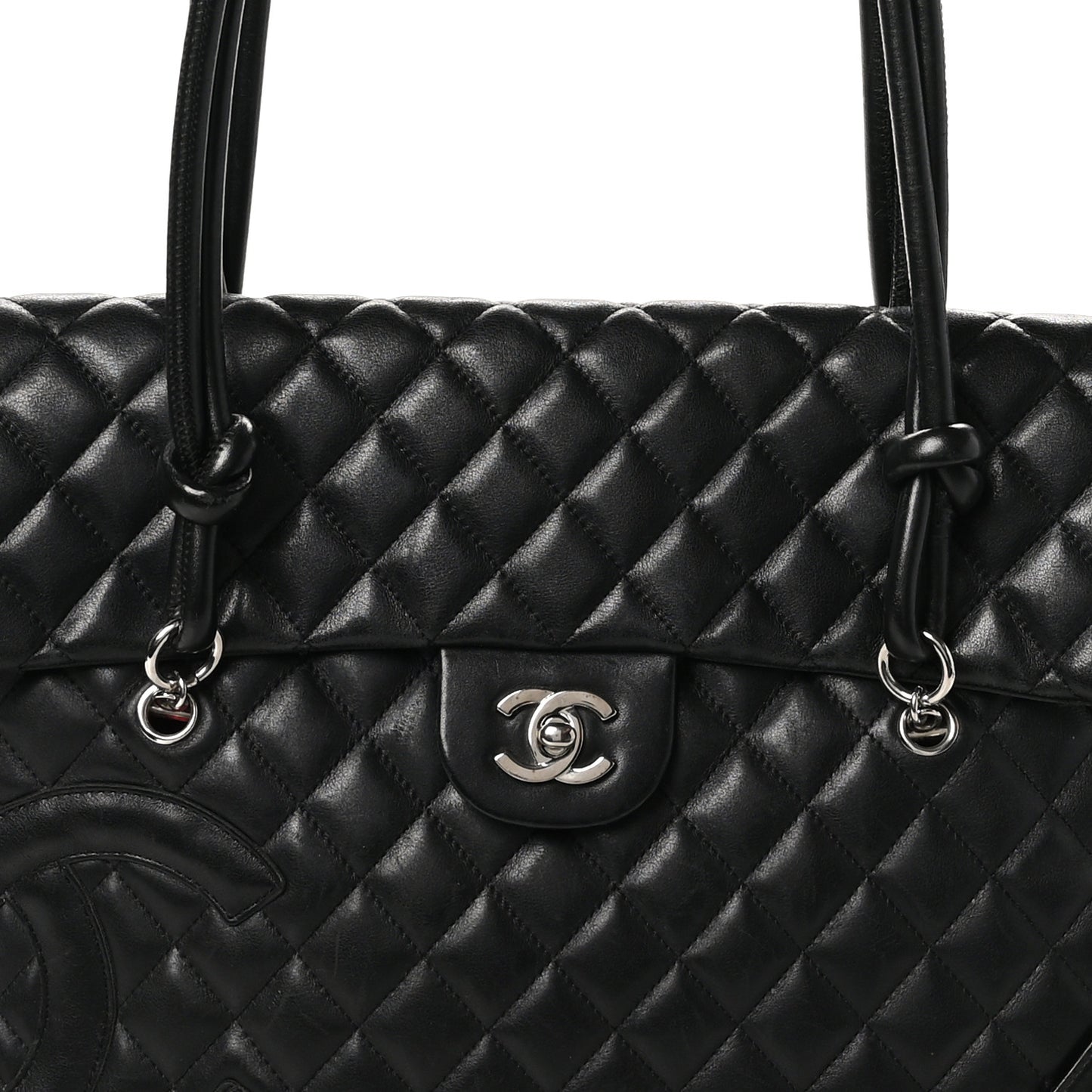 Calfskin Quilted Large Cambon Flap Black
