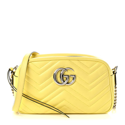 Gucci Calfskin Matelasse Small GG Marmont Chain Shoulder Bag Banana 1 of 10