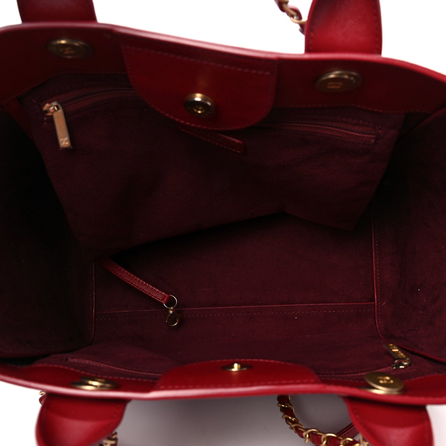 Caviar Small Studded Deauville Tote Burgundy