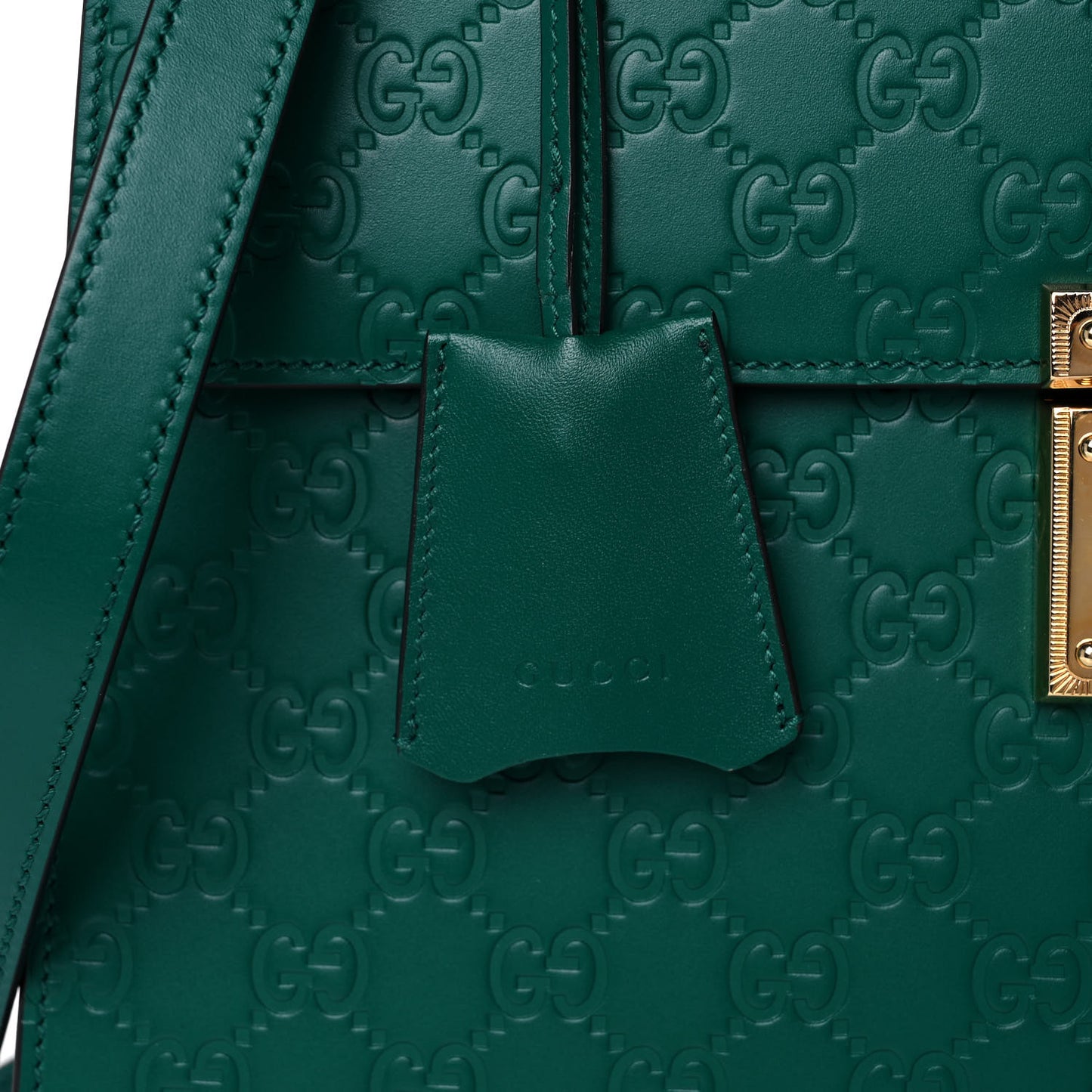 Guccissima Signature Medium Padlock Top Handle Bag Emerald