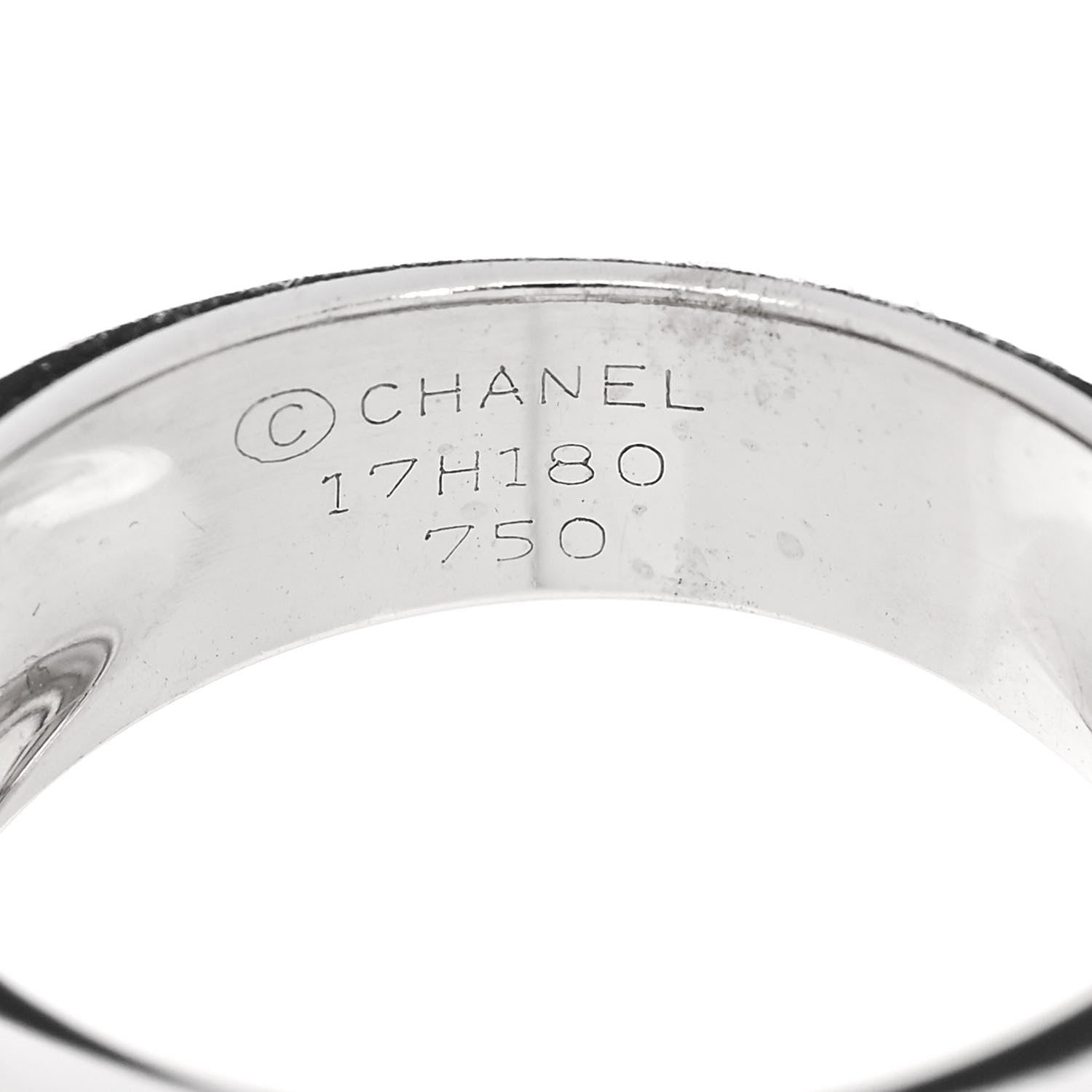 Chanel 18K White Gold Diamond 3 Symbols Ring 56 7.5 4 of 4
