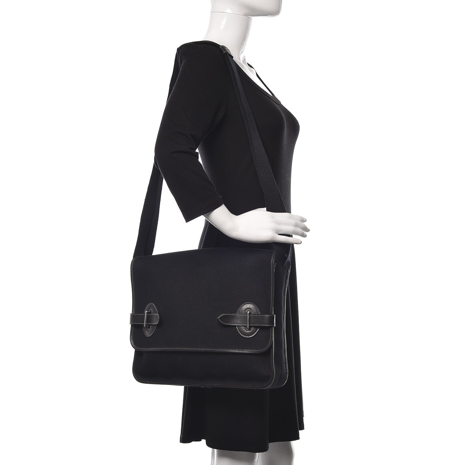 Hermes Toile Officier Buenaventura PM Messenger Black 2 of 10
