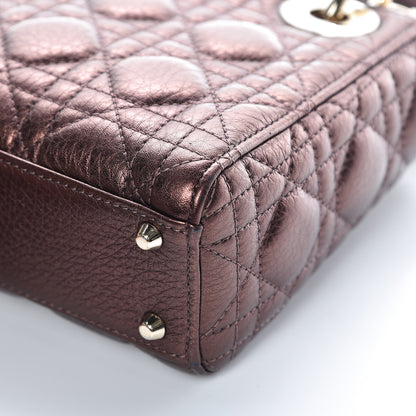 Christian Dior Metallic Grained Calfskin Cannage Mini Lady Dior Noisette 10 of 11