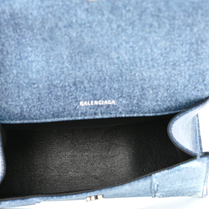 Balenciaga Nappa Denim Printed Hourglass Top Handle Bag XS Denim Blue 5 of 10