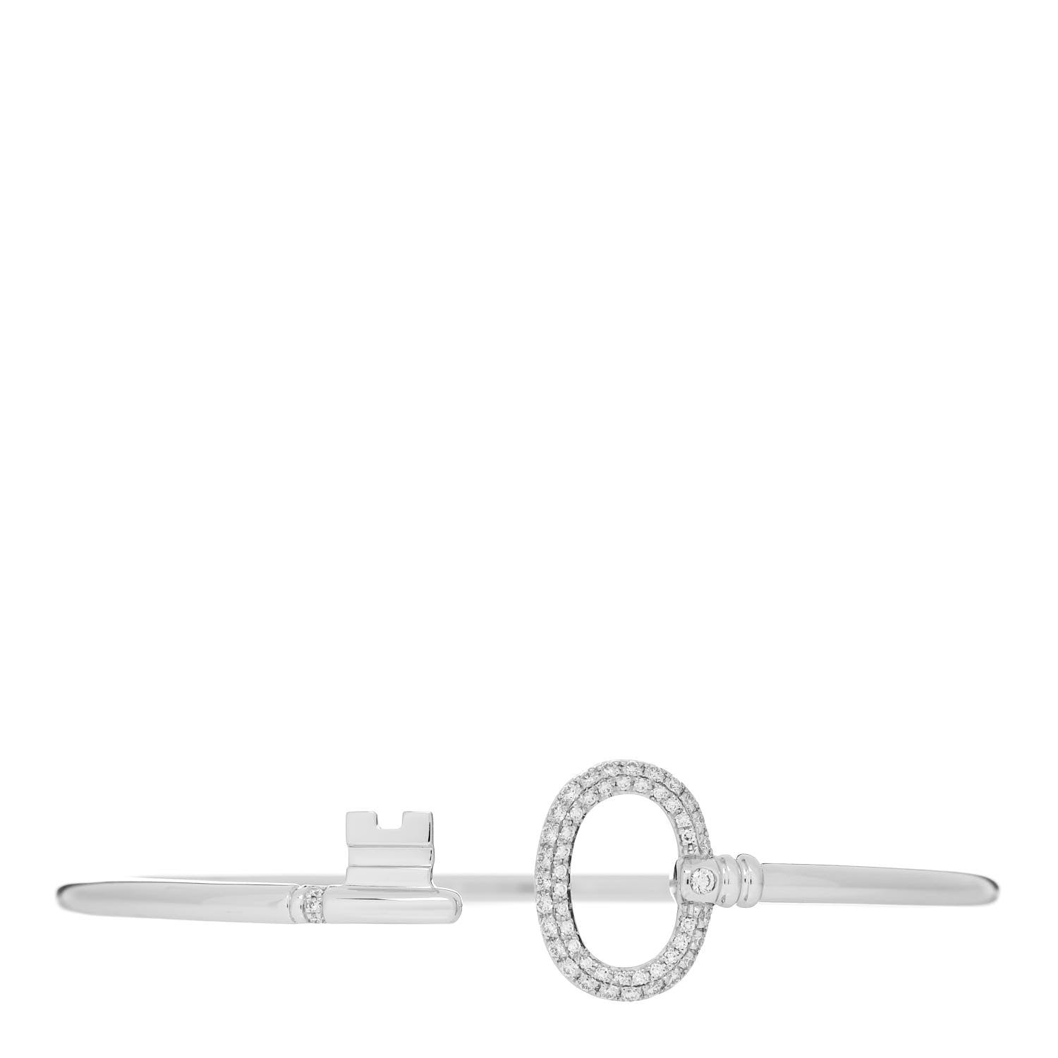 Tiffany 18K White Gold Diamond Keys Wire Bracelet 1 of 4
