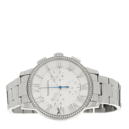 Tiffany Stainless Steel Diamond Bezel 36mm Atlas Dome Chronograph Quartz Watch 2 of 4