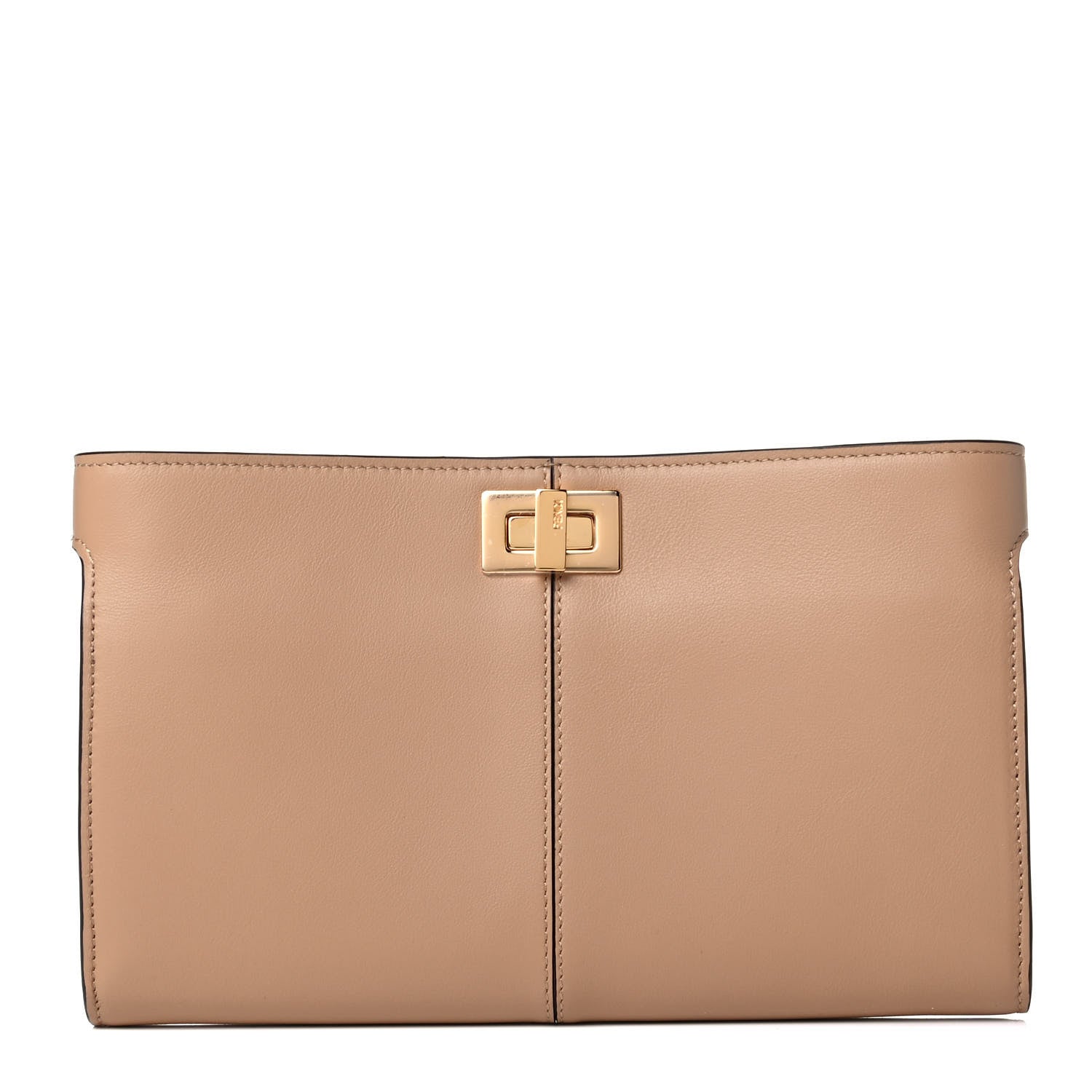 Fendi Vitello Grace Matte Peekaboo Clutch Miele Scuro Light Rose 1 of 4