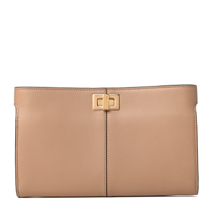 Fendi Vitello Grace Matte Peekaboo Clutch Miele Scuro Light Rose 1 of 4