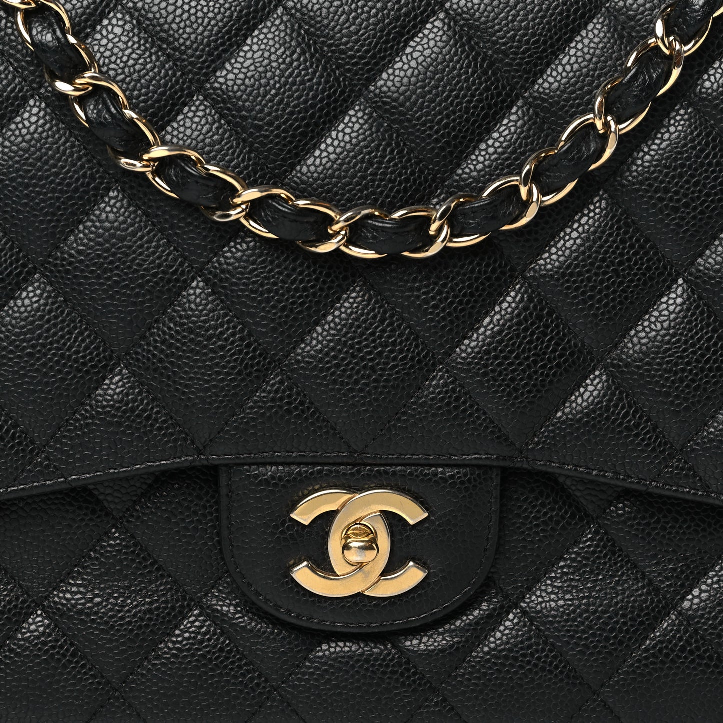 Caviar Quilted Jumbo Single Flap Black