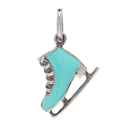 Tiffany Sterling Silver Enamel Ice Skate Charm Blue 1 of 4