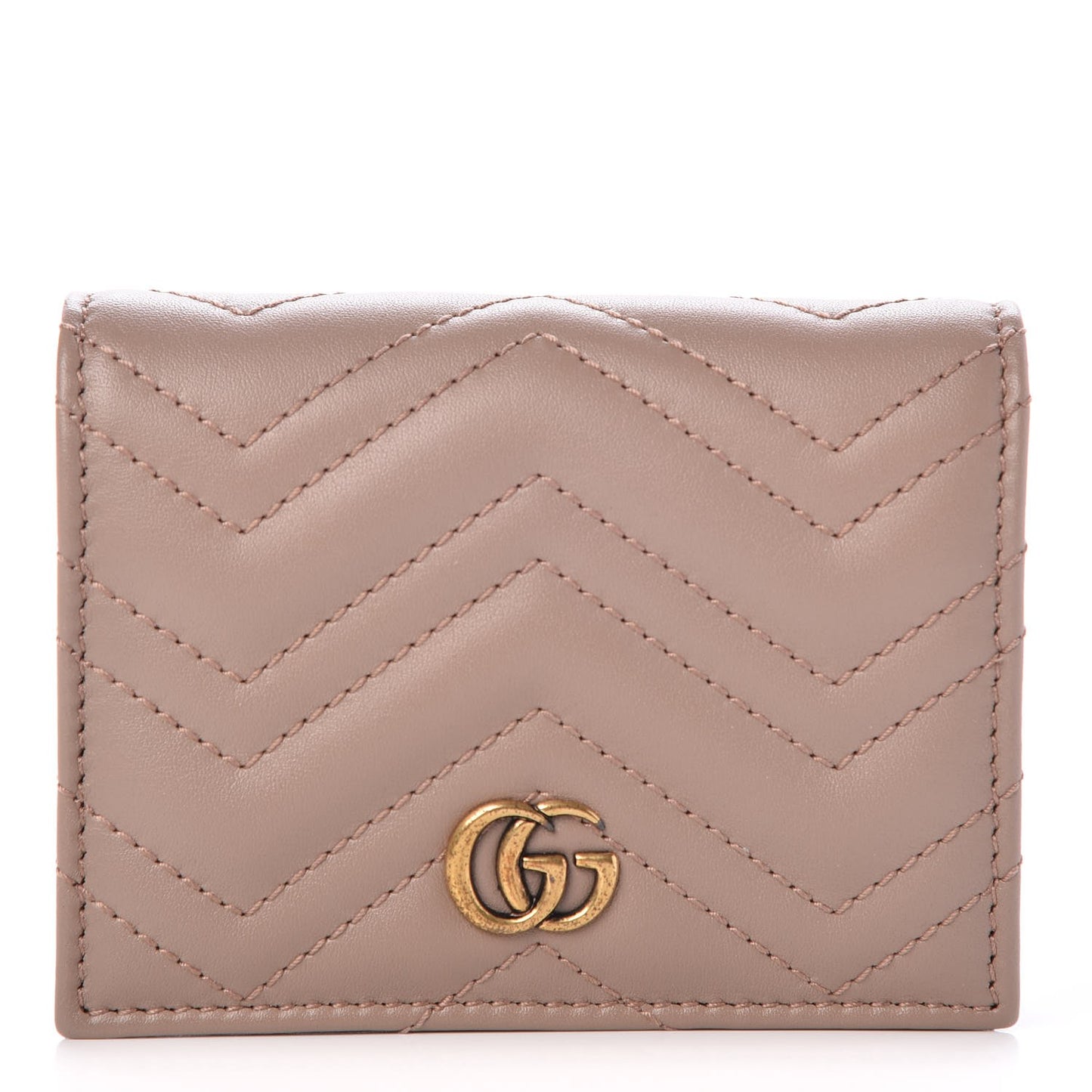 Calfskin Matelasse GG Marmont Card Case Wallet Porcelain Rose
