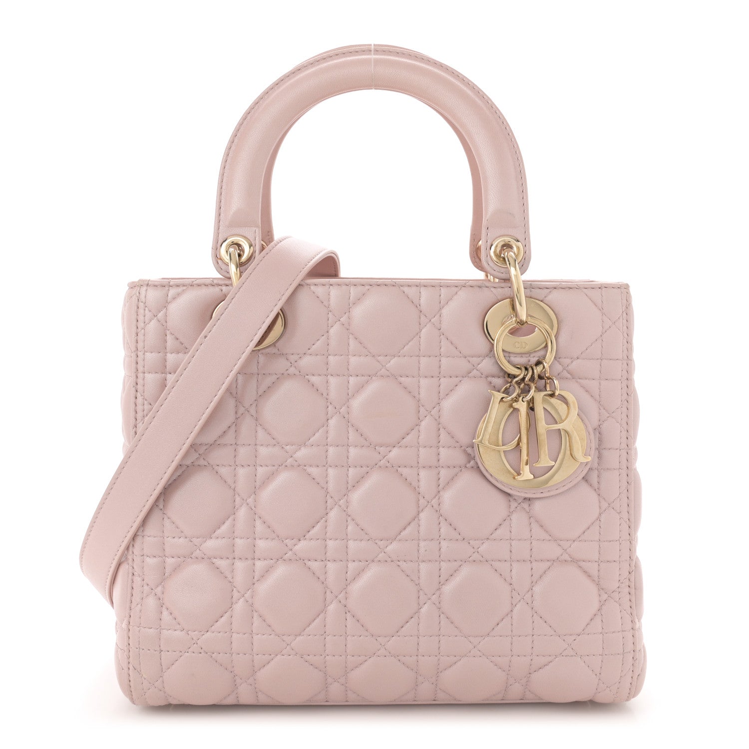 Christian Dior Pearly Lambskin Cannage Medium Lady Dior Lotus 1 of 12