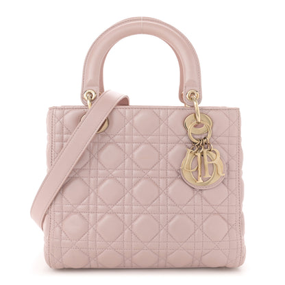 Christian Dior Pearly Lambskin Cannage Medium Lady Dior Lotus 1 of 12