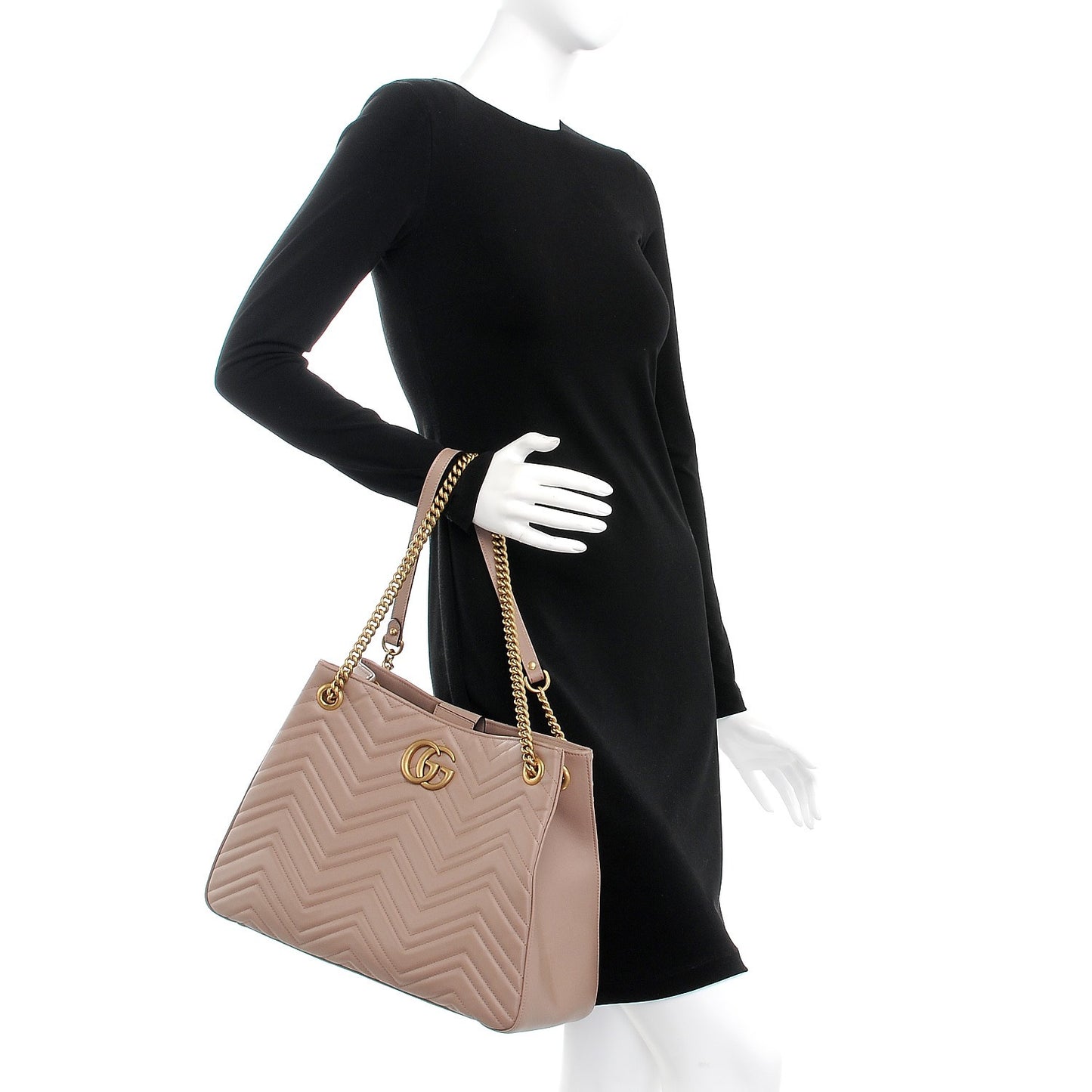 Calfskin Matelasse Medium GG Marmont Shoulder Tote Bag Porcelain Rose