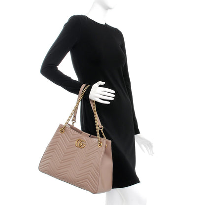 Gucci Calfskin Matelasse Medium GG Marmont Shoulder Tote Bag Porcelain Rose 3 of 8