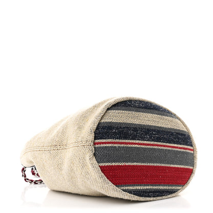 Chanel Striped Canvas Deauville Drawstring Bag Beige 4 of 11