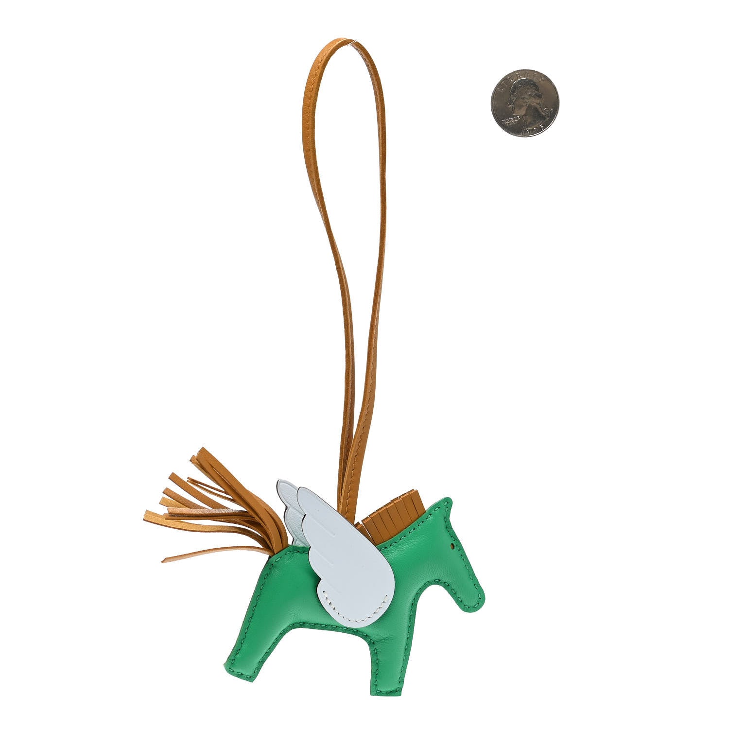 Hermes Milo Lambskin Grigri Rodeo Pegase Horse Bag Charm PM Menthe Sesame Bleu Brume 2 of 5