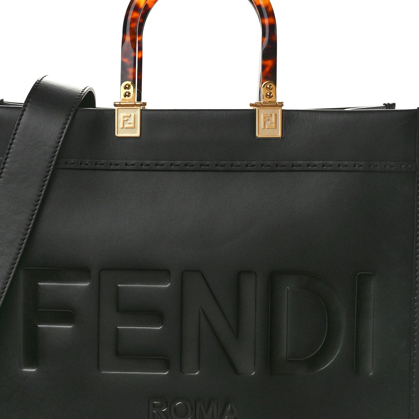 Vitello King Plexiglass Medium Fendi Sunshine Shopper Tote Black