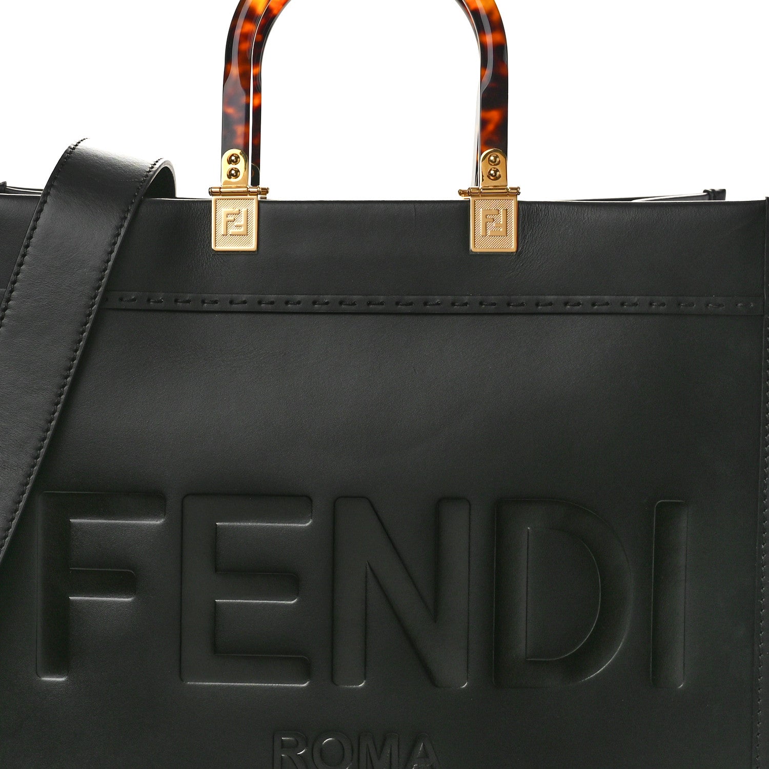 Fendi Vitello King Plexiglass Medium Fendi Sunshine Shopper Tote Black 7 of 10