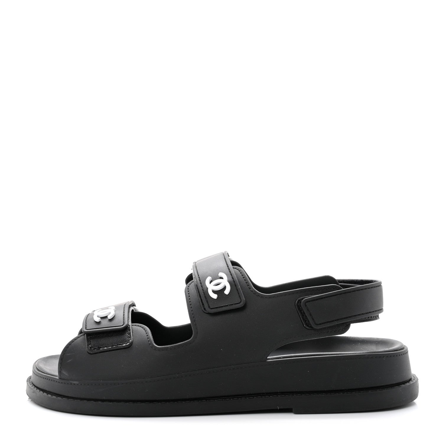 Chanel Rubber CC Dad Sandals 37 Black 1 of 8