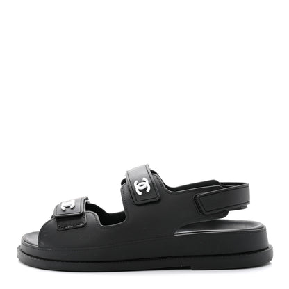 Chanel Rubber CC Dad Sandals 37 Black 1 of 8