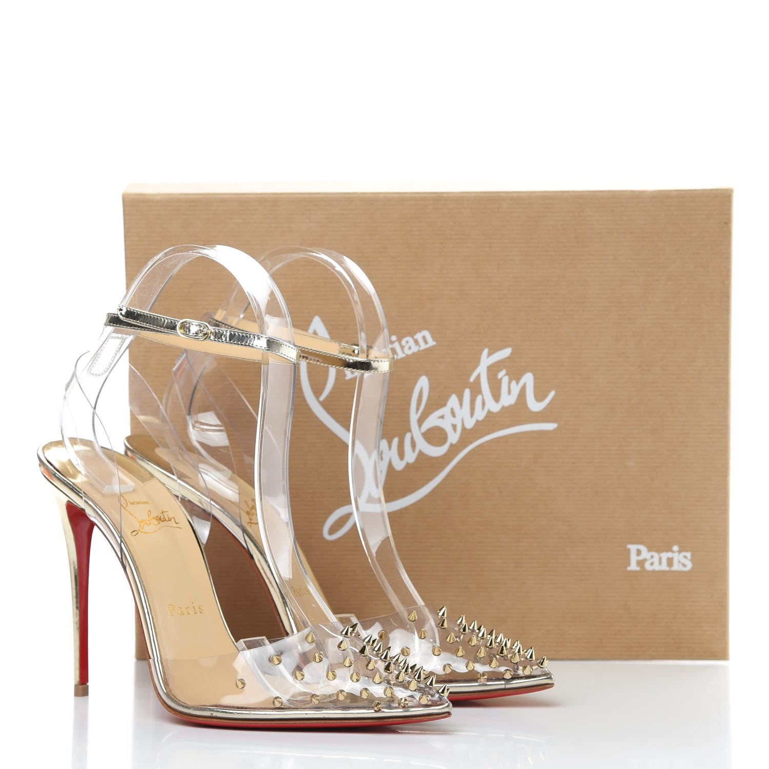 Christian Louboutin PVC Specchio Spikoo 100 Pumps 39 Light Gold 13 of 13