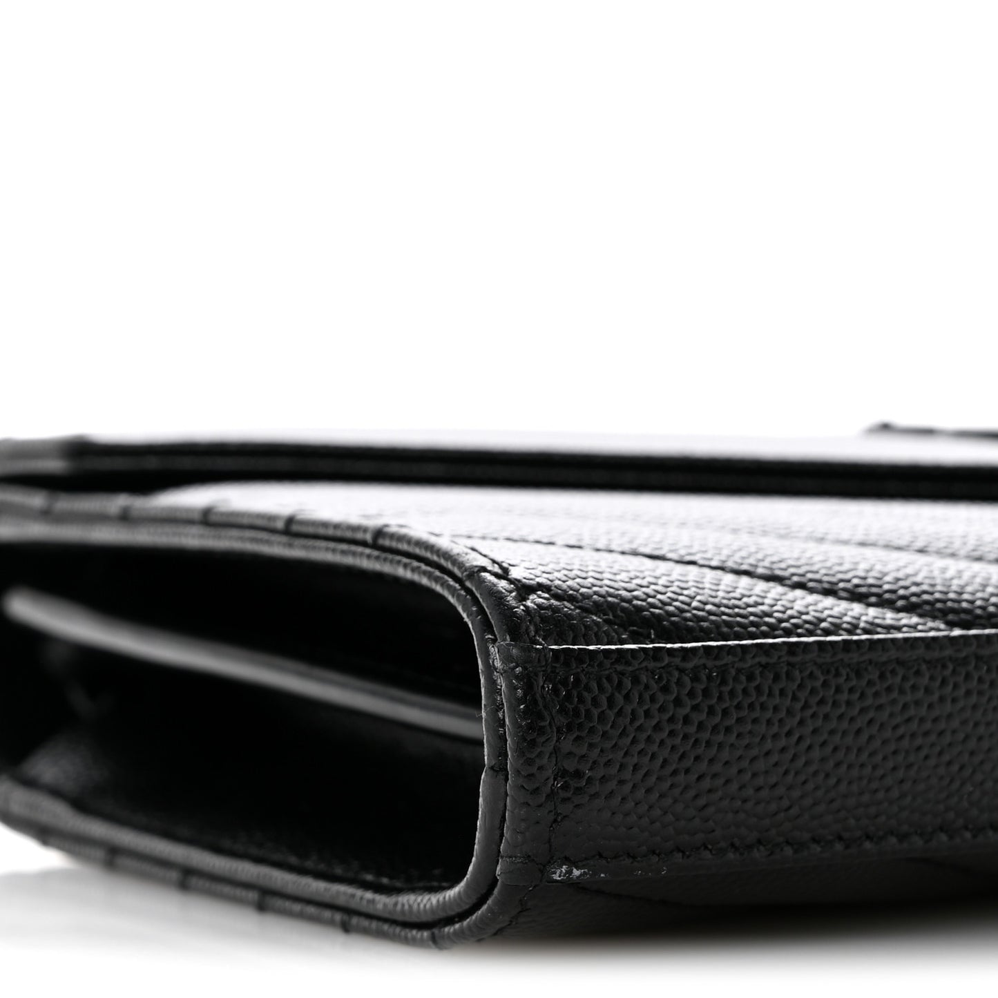 Grain De Poudre Matelasse Chevron Monogram Monochrome Chain Wallet Black