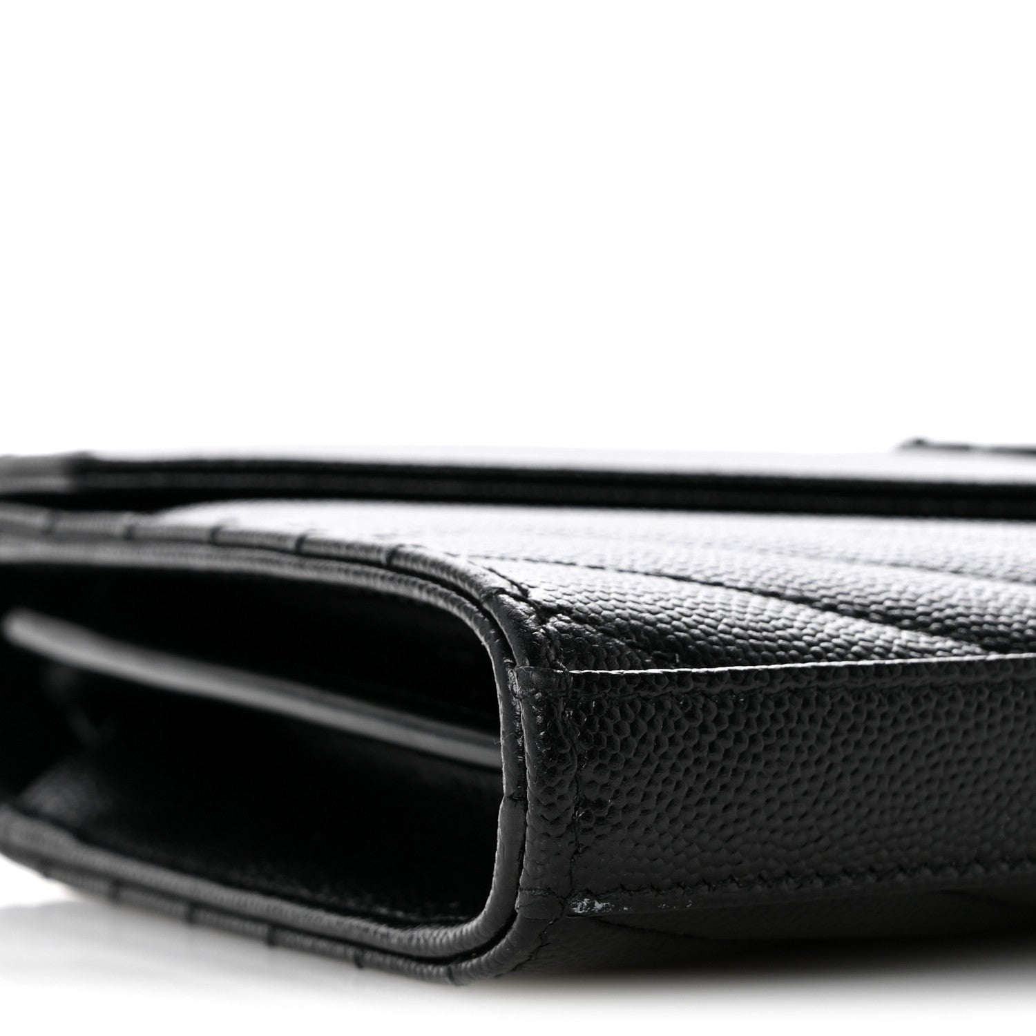 Saint Laurent Grain De Poudre Matelasse Chevron Monogram Monochrome Chain Wallet Black 9 of 12