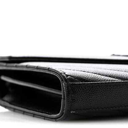 Saint Laurent Grain De Poudre Matelasse Chevron Monogram Monochrome Chain Wallet Black 9 of 12
