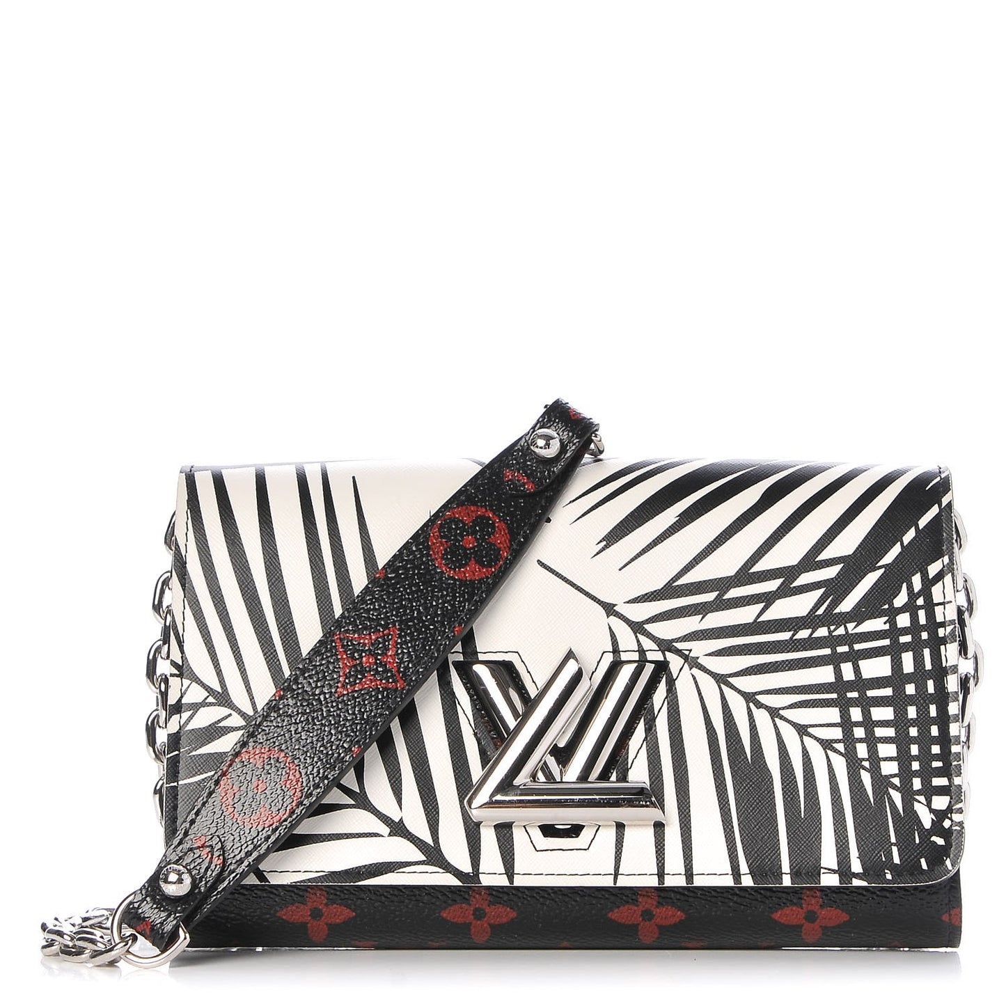 Monogram Palm Twist Chain Wallet Black White