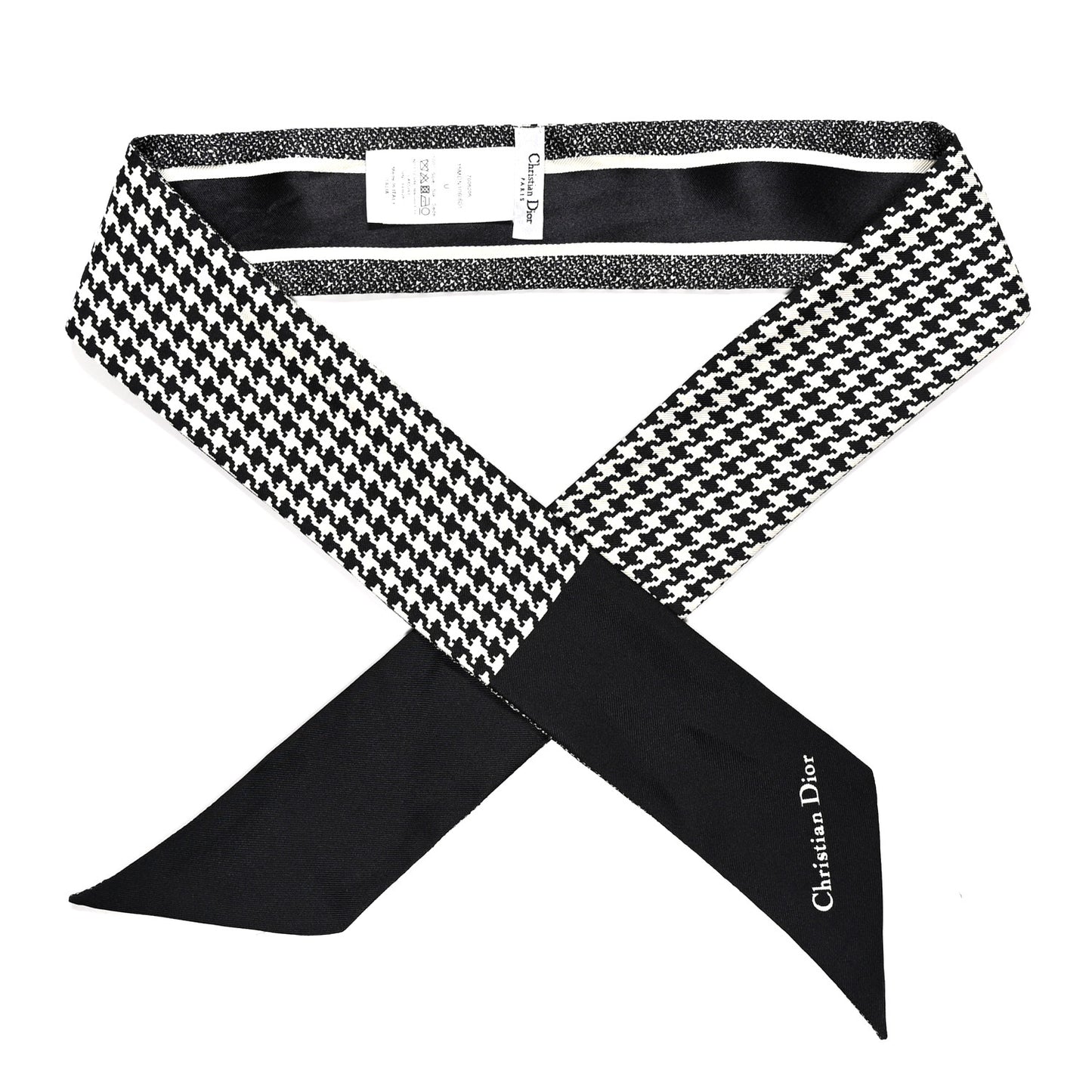 Silk Houndstooth Mitzah Scarf Black White