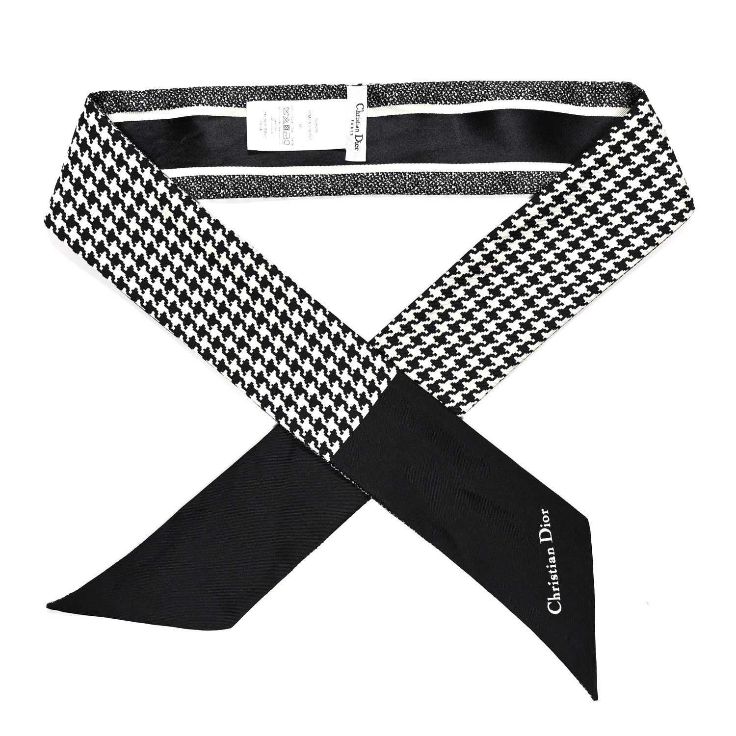 Christian Dior Silk Houndstooth Mitzah Scarf Black White 1 of 5
