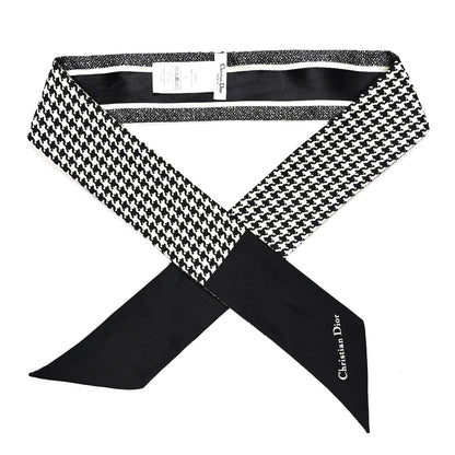 Christian Dior Silk Houndstooth Mitzah Scarf Black White 1 of 5