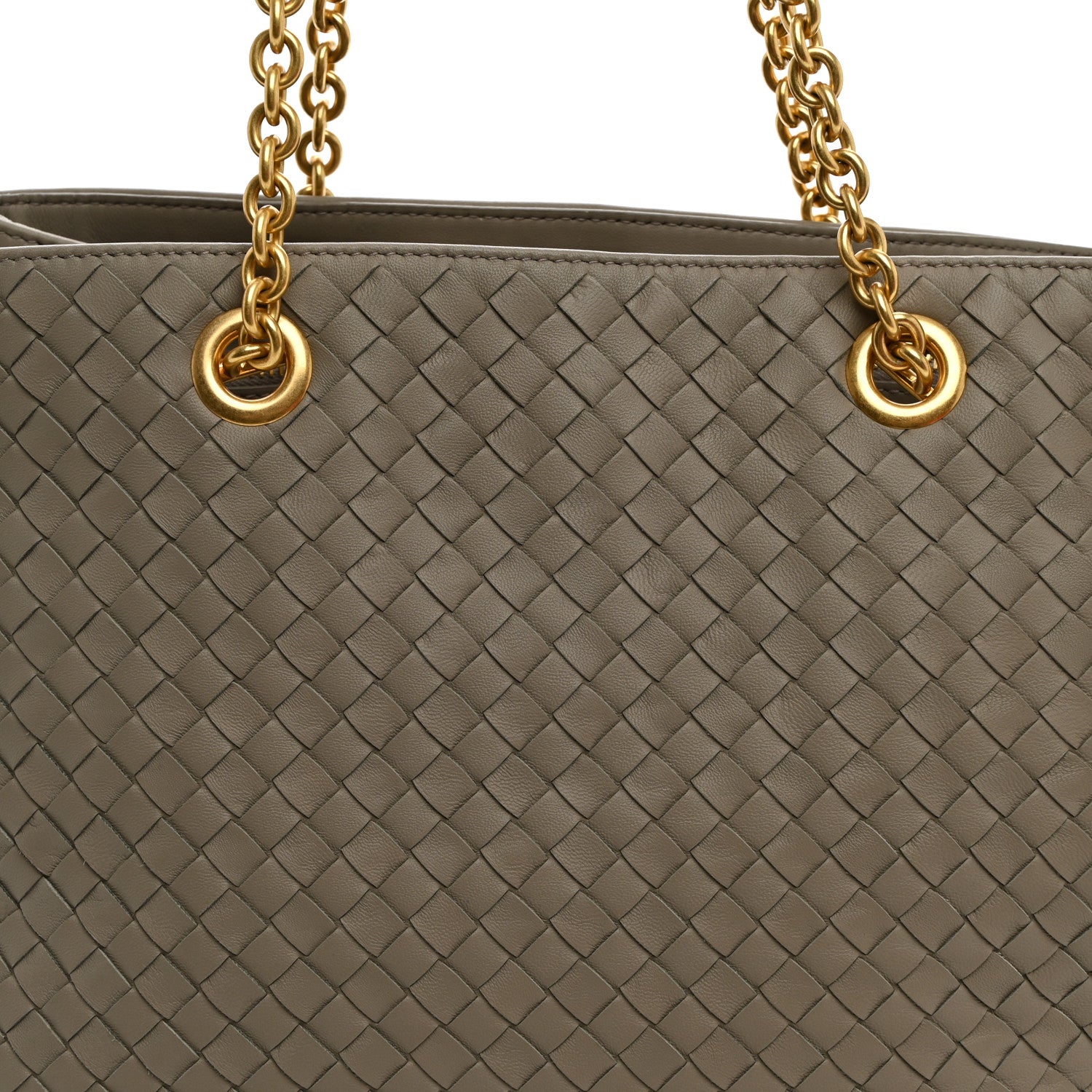 Bottega Veneta Nappa Intrecciato Medium Classic Chain Strap Tote Taupe Grey 9 of 11