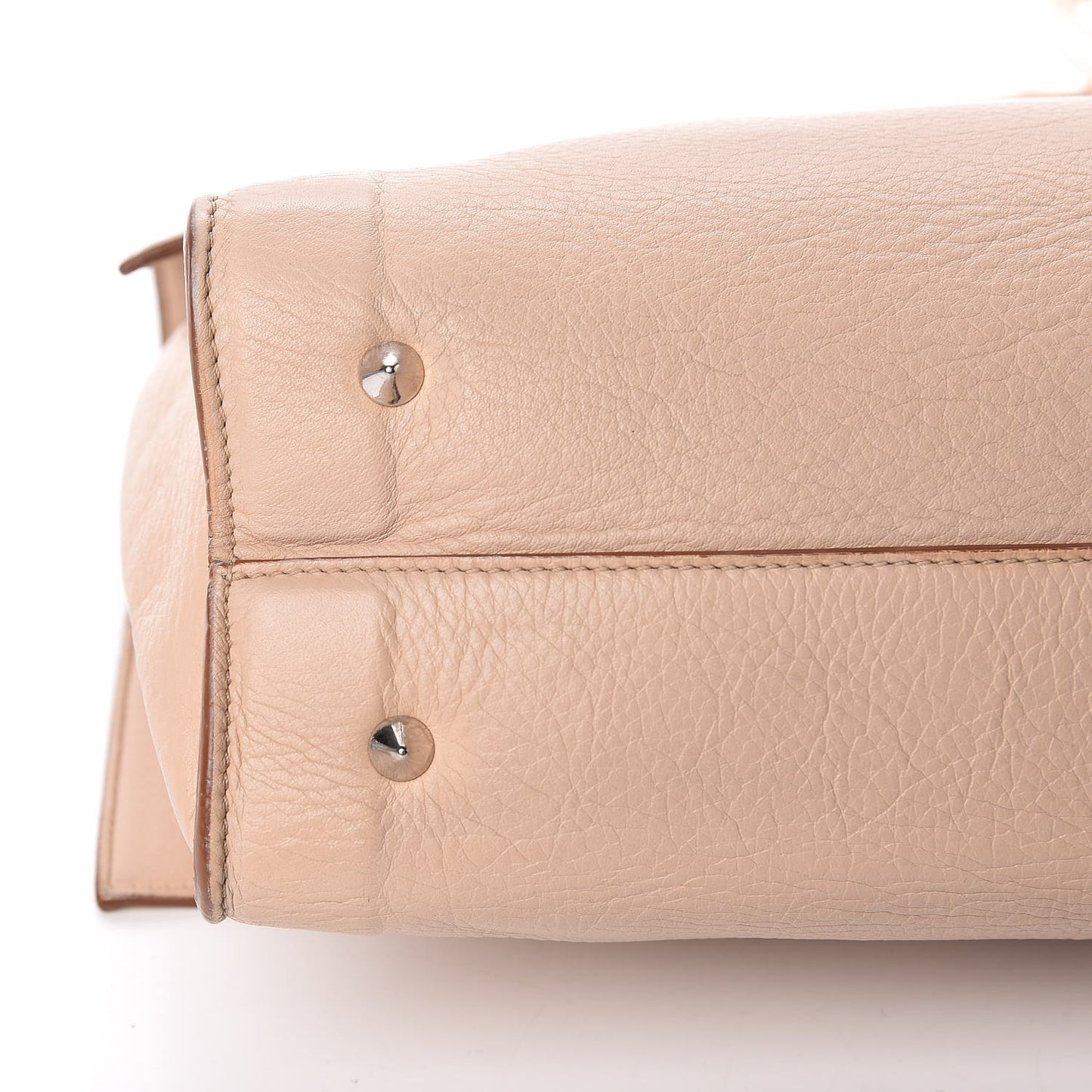 Grained Calfskin Medium Shark Lock Satchel Nude