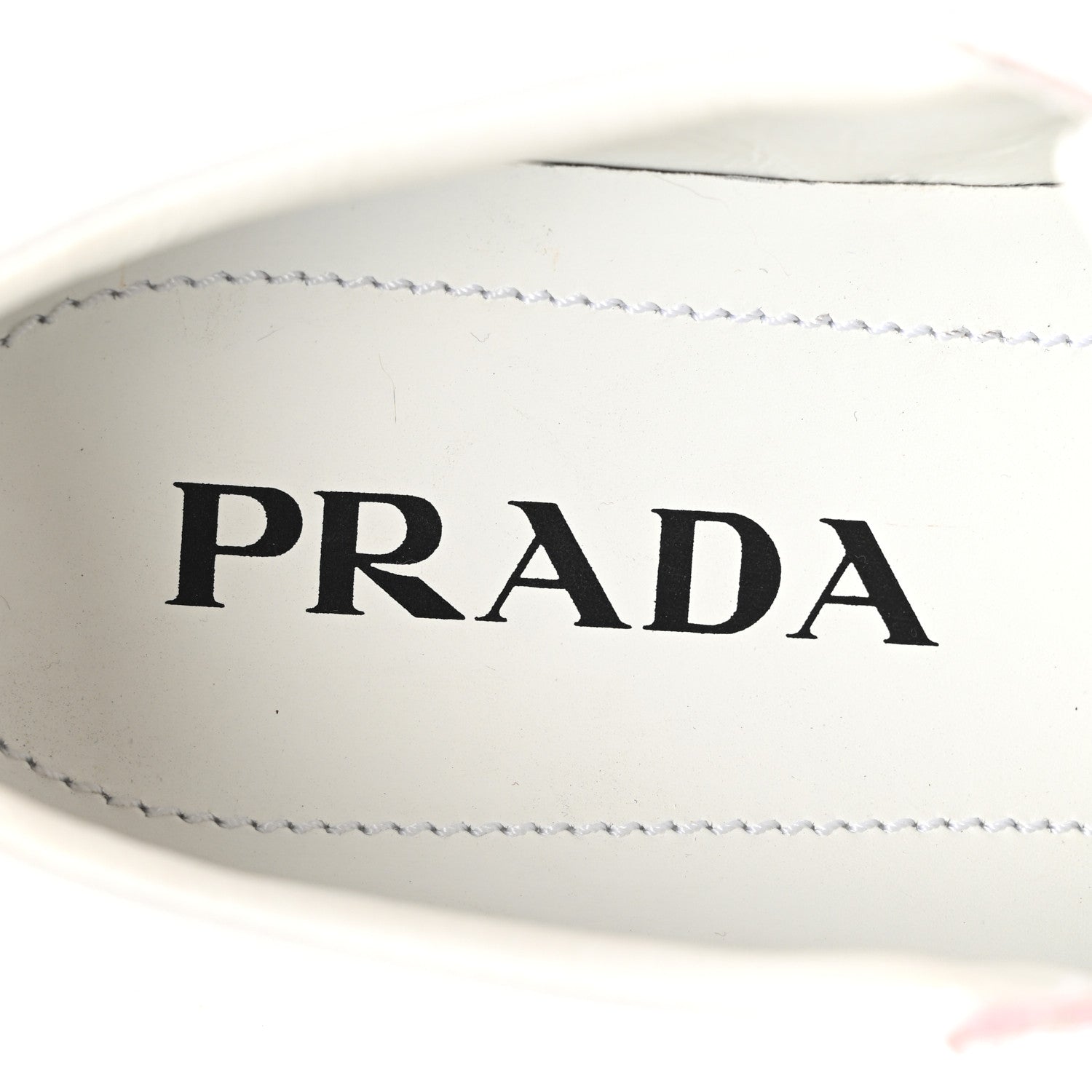Prada Vitello Sport Spazzolato Rois Rubber Triangle Logo Perforated Womens District Low Top 30mm Sneakers 38.5 White Alabastro 7 of 9