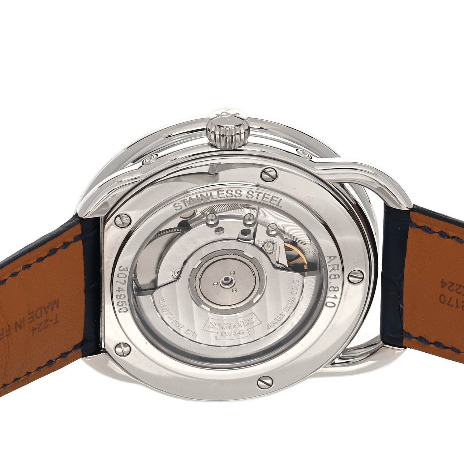 Hermes Stainless Steel Alligator 43mm Arceau Grande Lune Automatic Watch Bleu Abysse 4 of 5
