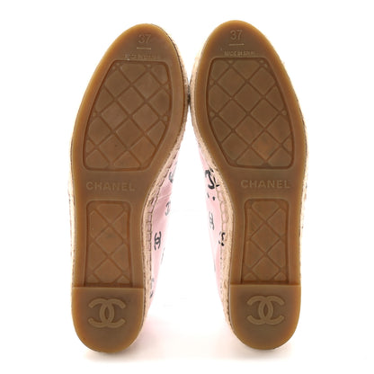 Chanel Lambskin Printed CC Espadrilles 37 Light Pink Black 6 of 9